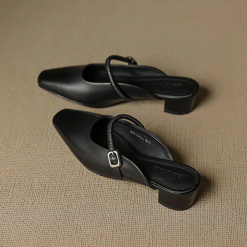 Belora Genuine Leather Mary Jane Mules