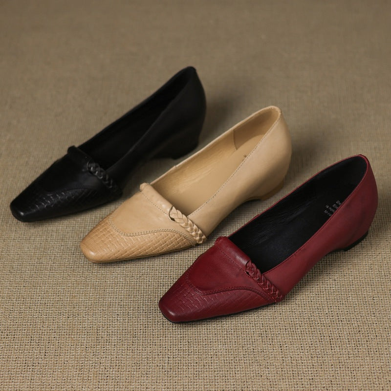 Alira Genuine Leather Wedge Pumps