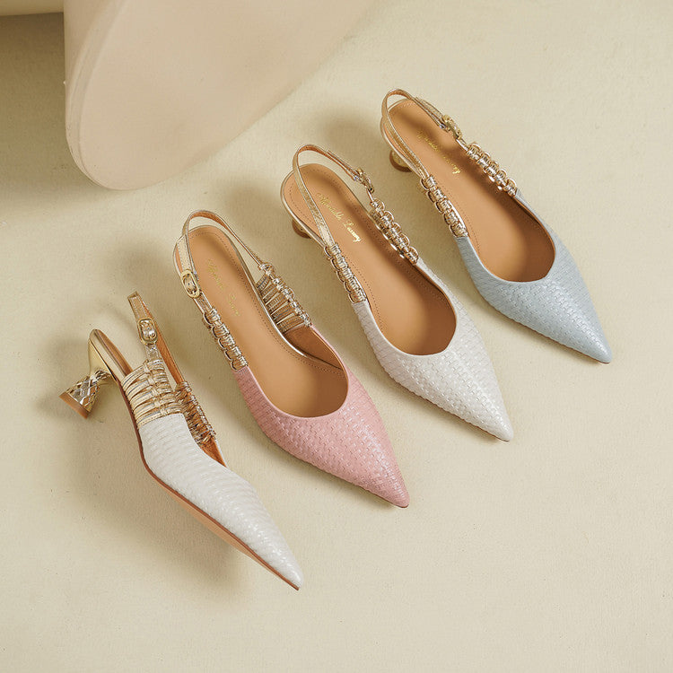 Vessa Genuine Leather Slingback Kitten Heels