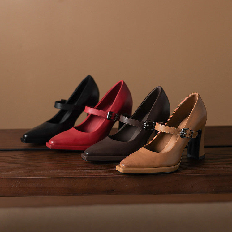 Eda Genuine Leather Heels