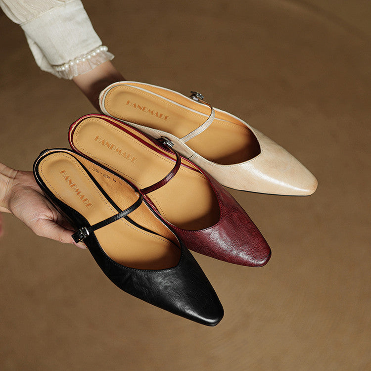 Talia Genuine Leather Mules