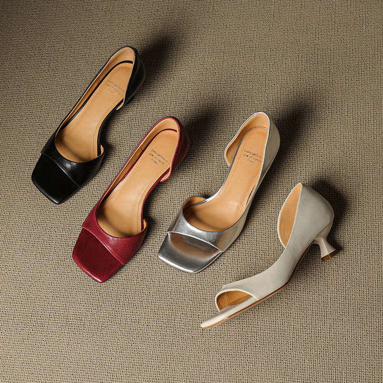 Doria Peep Toe Genuine Leather Heels
