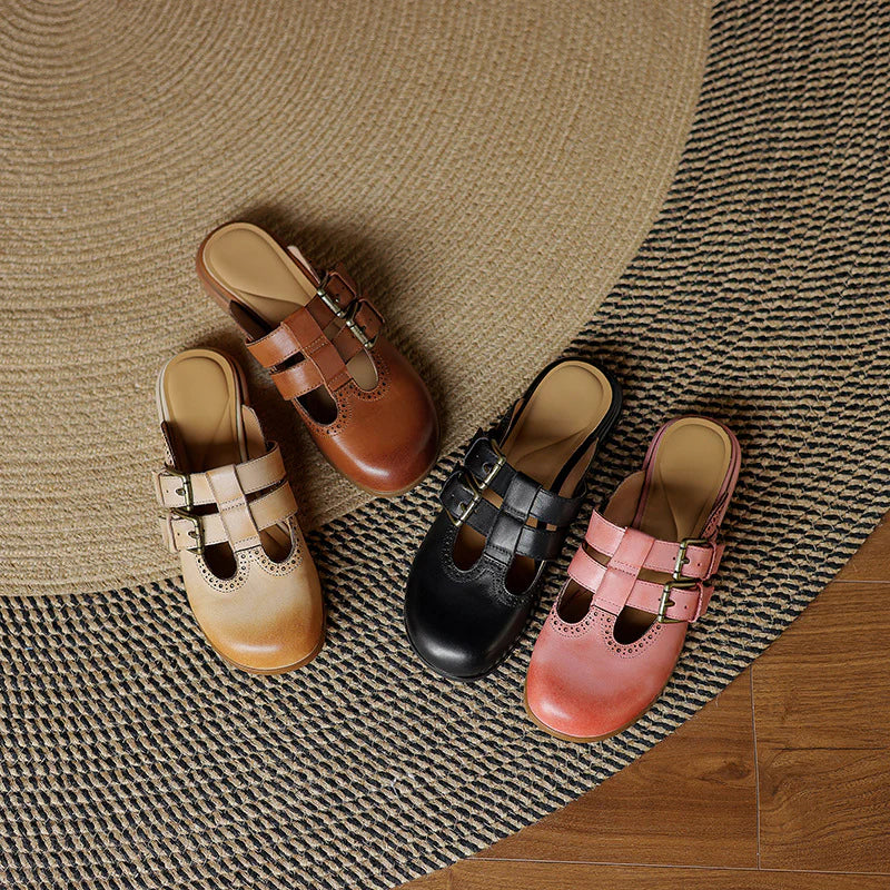 Adria Genuine Leather Mules