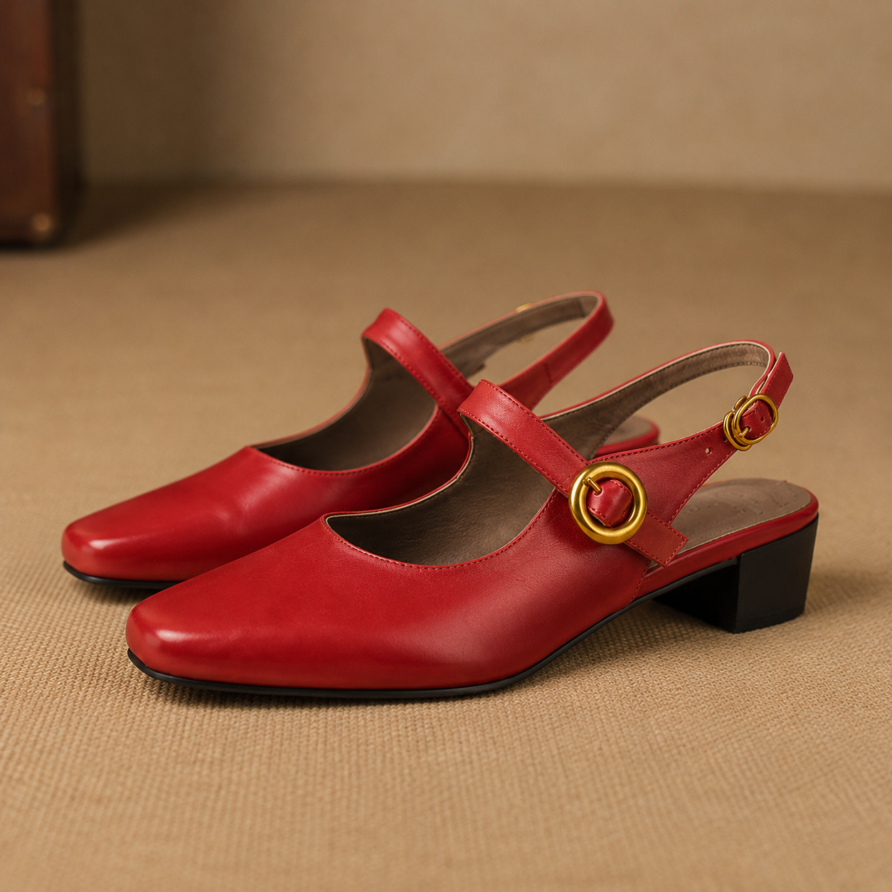 Kelor Genuine Leather Mary Jane Slingbacks