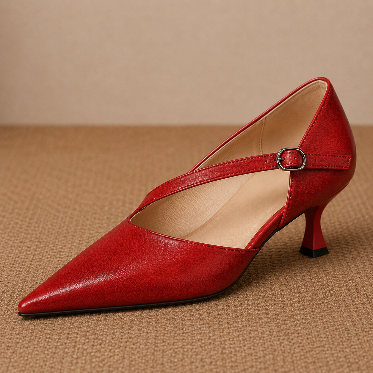 Deve Genuine Leather Crossover Strap Heels