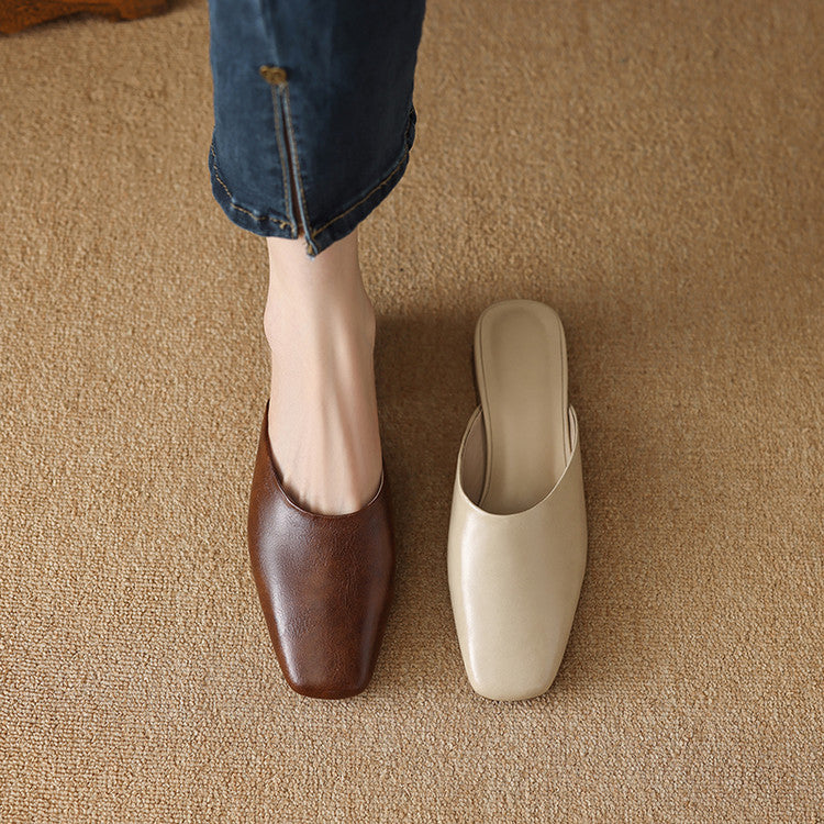 Lera Genuine Leather Mule Pumps