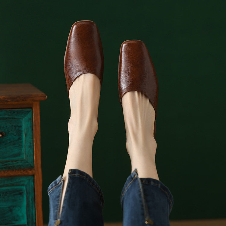 Lera Genuine Leather Mule Pumps