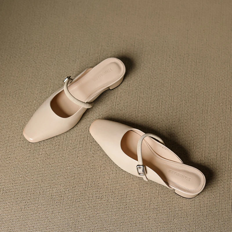Belora Genuine Leather Mary Jane Mules