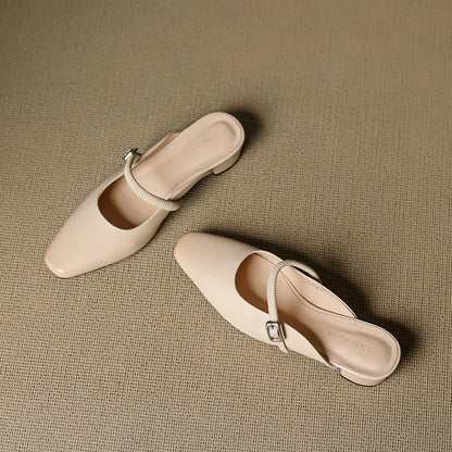 Belora Genuine Leather Mary Jane Mules