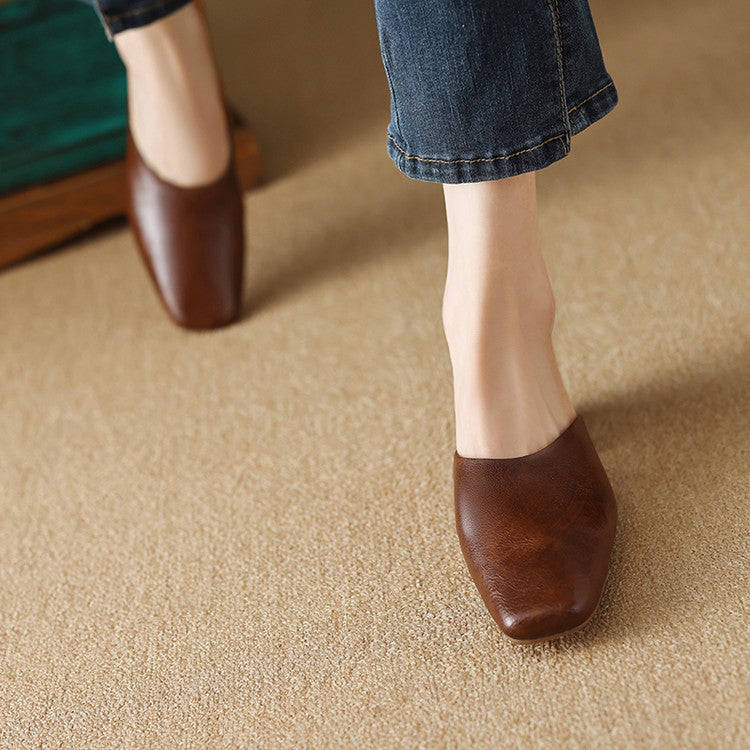 Lera Genuine Leather Mule Pumps