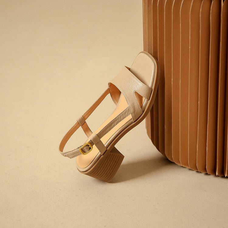 Lera Genuine Leather Square-Toe Sandals