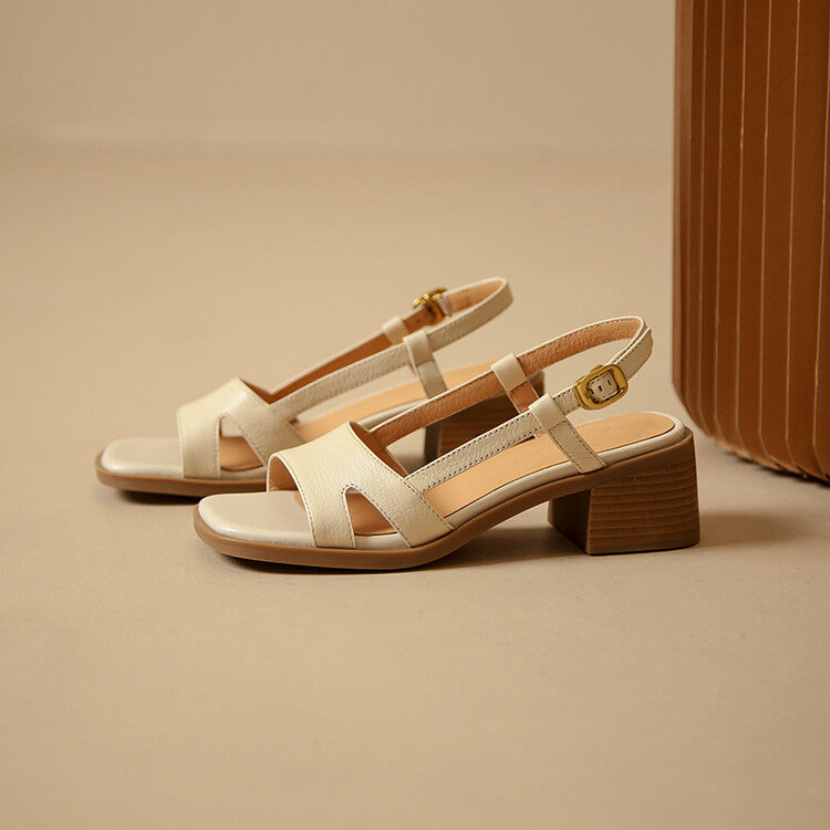 Lera Genuine Leather Square-Toe Sandals