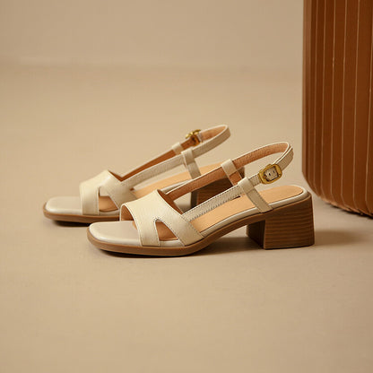 Lera Genuine Leather Square-Toe Sandals