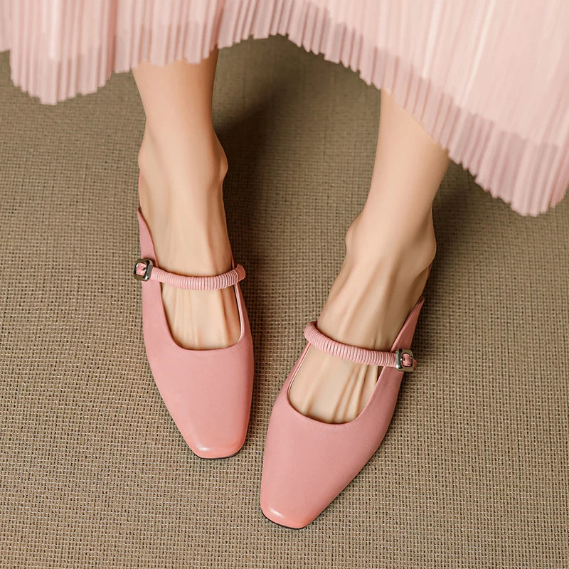Belora Genuine Leather Mary Jane Mules