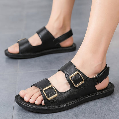 Eron Dual-Strap Genuine Leather Sandals