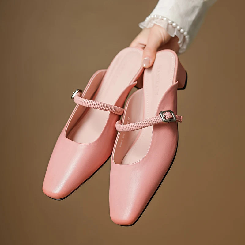 Belora Genuine Leather Mary Jane Mules