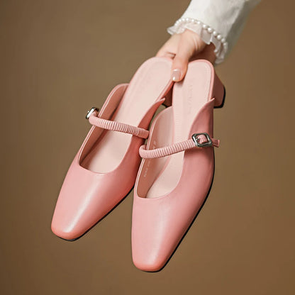 Belora Genuine Leather Mary Jane Mules
