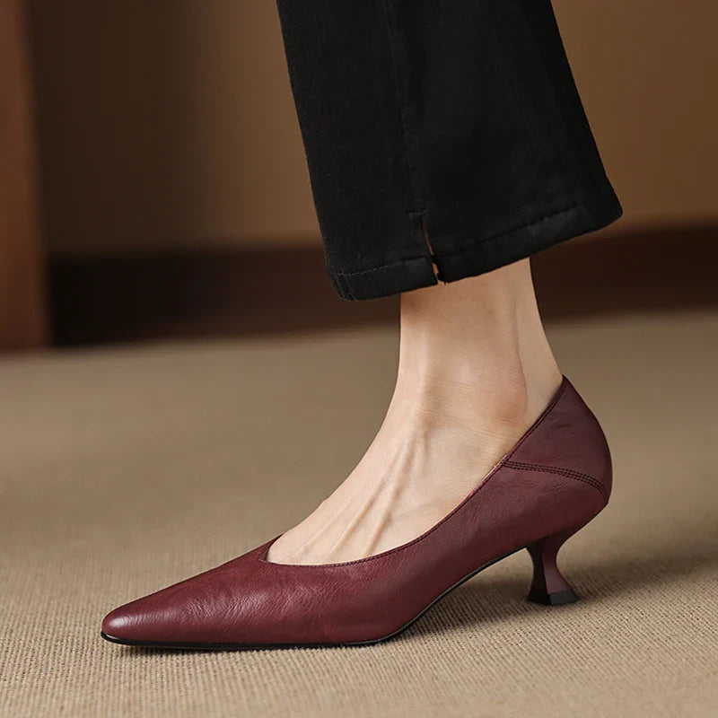 Zelia Genuine Leather Heels