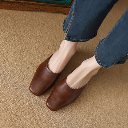 Lera Genuine Leather Mule Pumps