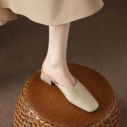 Lera Genuine Leather Mule Pumps