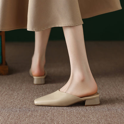 Lera Genuine Leather Mule Pumps