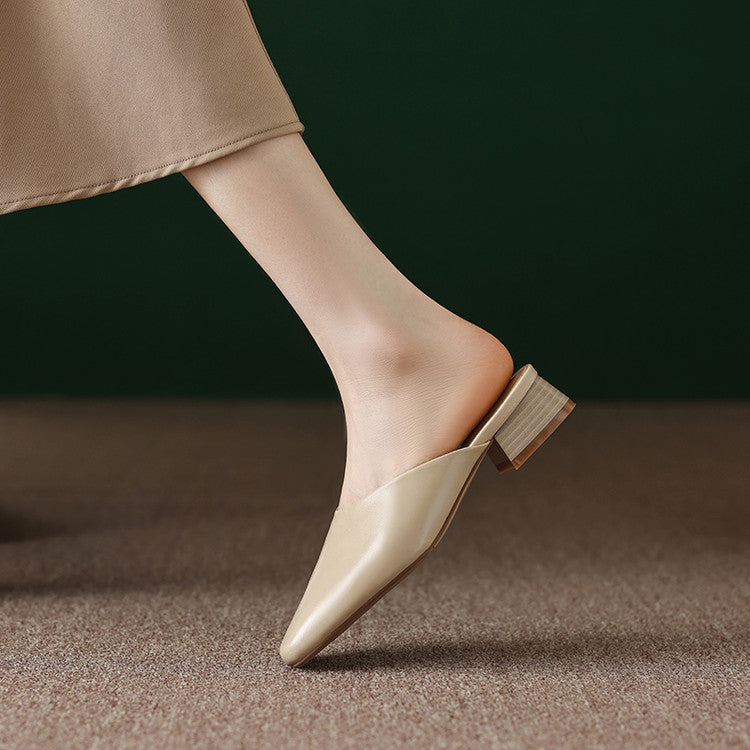 Lera Genuine Leather Mule Pumps