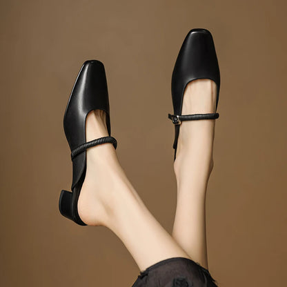 Belora Genuine Leather Mary Jane Mules