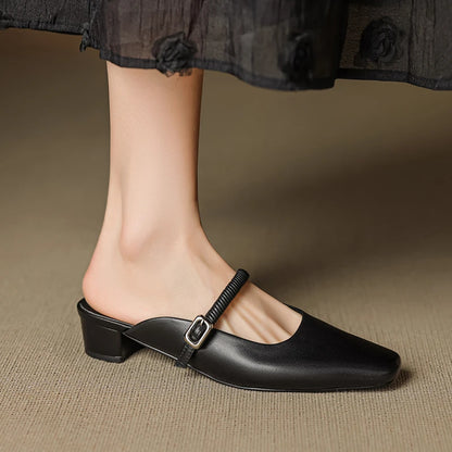 Belora Genuine Leather Mary Jane Mules