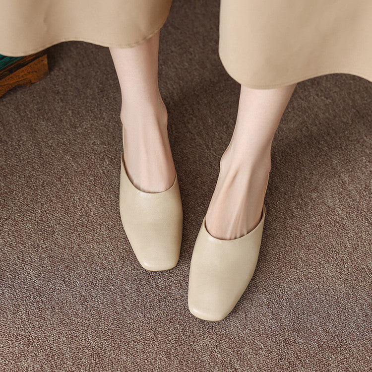Lera Genuine Leather Mule Pumps