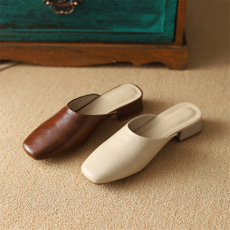 Lera Genuine Leather Mule Pumps