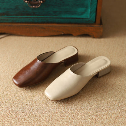 Lera Genuine Leather Mule Pumps