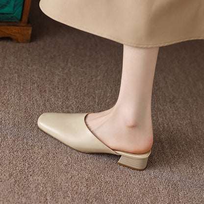 Lera Genuine Leather Mule Pumps