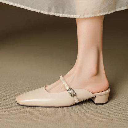 Belora Genuine Leather Mary Jane Mules