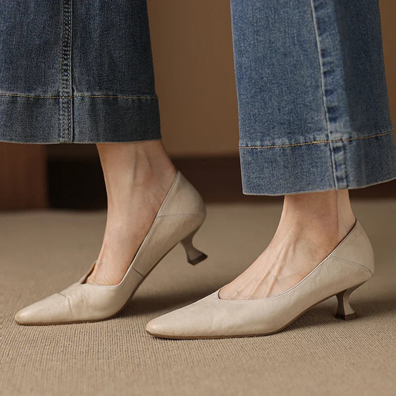 Zelia Genuine Leather Heels