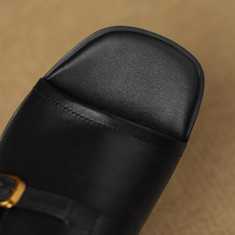 Morea Genuine Leather Open-Toe Heels
