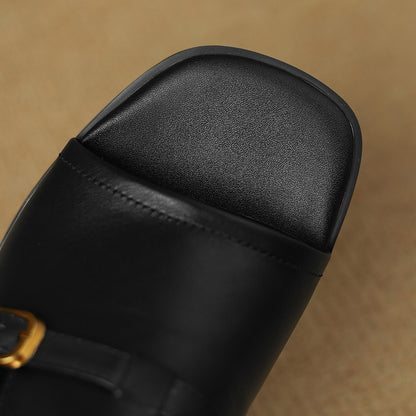 Morea Genuine Leather Open-Toe Heels