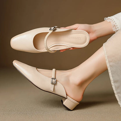 Belora Genuine Leather Mary Jane Mules