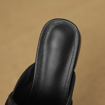 Morea Genuine Leather Open-Toe Heels