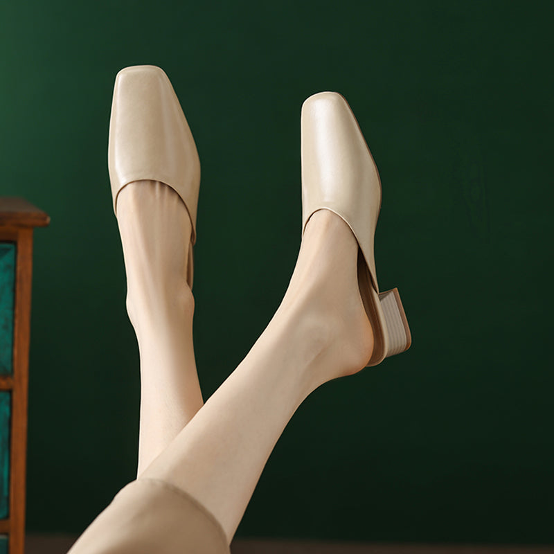 Lera Genuine Leather Mule Pumps