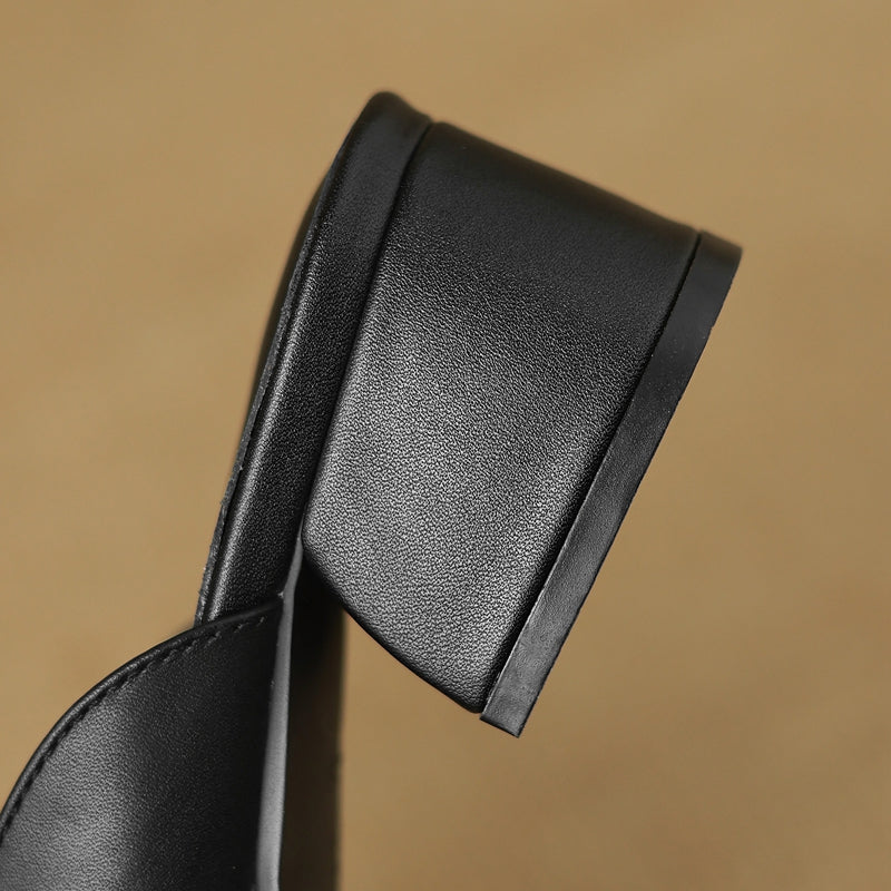 Morea Genuine Leather Open-Toe Heels