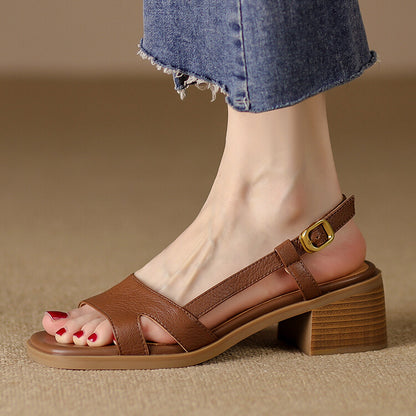 Lera Genuine Leather Square-Toe Sandals