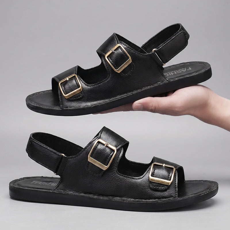 Eron Dual-Strap Genuine Leather Sandals