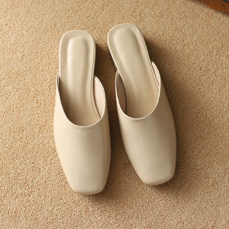 Lera Genuine Leather Mule Pumps