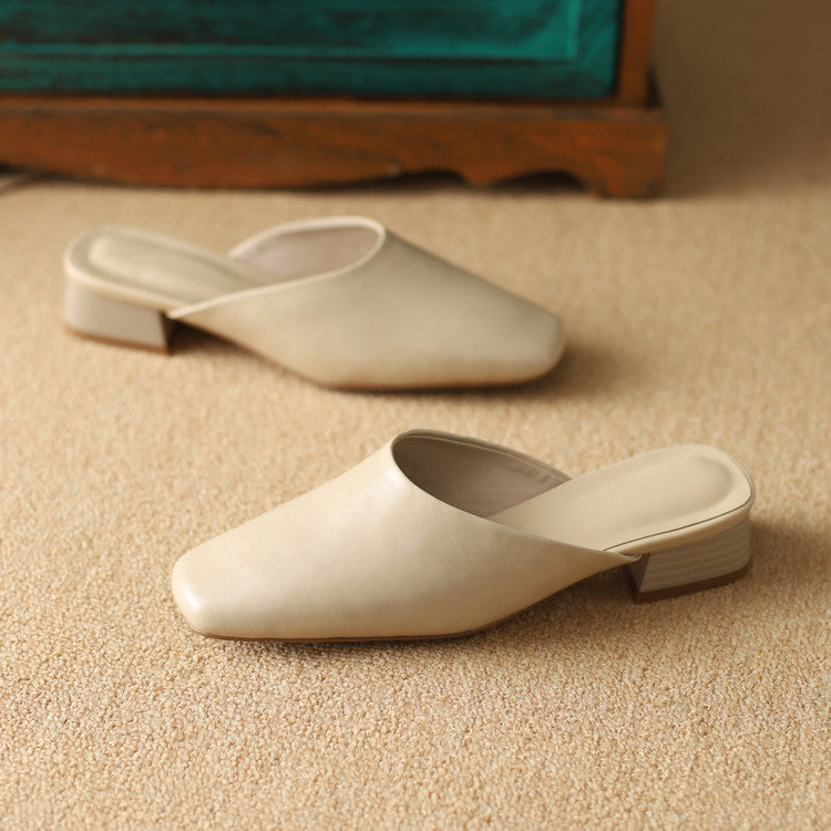 Lera Genuine Leather Mule Pumps