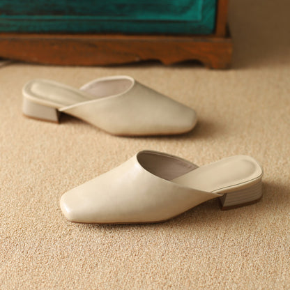 Lera Genuine Leather Mule Pumps