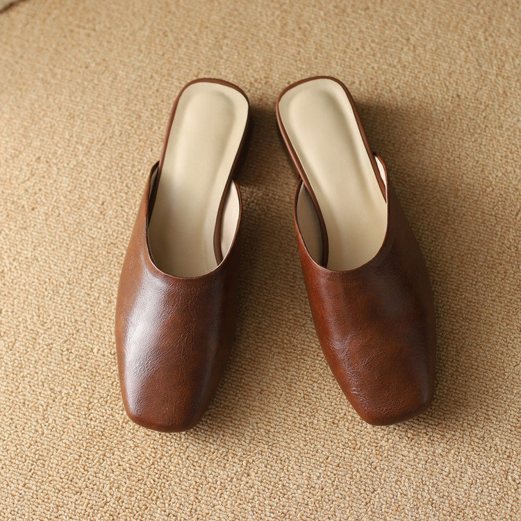 Lera Genuine Leather Mule Pumps