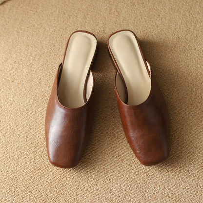 Lera Genuine Leather Mule Pumps