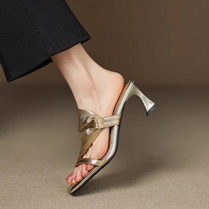 Zelen Genuine Leather Crossover Strap Sandals