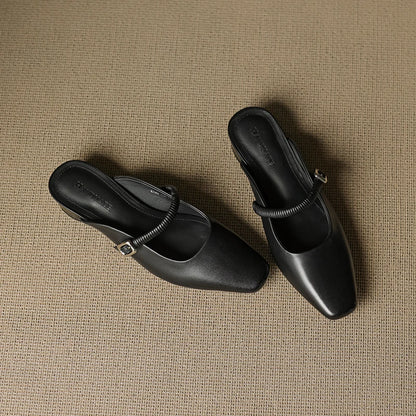 Belora Genuine Leather Mary Jane Mules