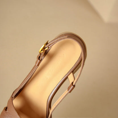 Lera Genuine Leather Square-Toe Sandals